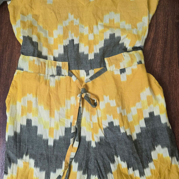 Anthropologie The Odells Bento Jumpsuit Short Sleeve V Neck Chevron NWT XS - Picture 8 of 12